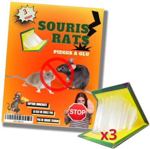 Piège a Souris Colle Plaque Collant Lot de 3 Pièces Attrape Anti Souris Rat plaques de Glue Grand Format
