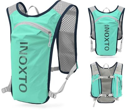 INOXTO Laufrucksack, 5 Liter leichter Trinkbeutel für Outdoor-Wandern, Langlauf, Marathon, Radfahren, Wettkampf, Bergsteigen, Wassertasche für Herren (hellgrün)