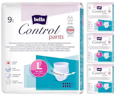 bella Control Inkontinenz Pants für Erwachsene Größe Large 36 Stück | saugfähige Einweghose für Männer und Frauen wie Unterwäsche | für leichte bis mittlere Blasenschwäche | Hüftumfang 80-110 cm