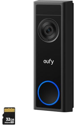 eufy Security Video Doorbell C31 with SD Card, 2K FHD, Dual Power Options, Live Video Call, Quick-Release Battery, 24/7 Recording, Human and Motion Detection, HomeBase S380 Compatible, No Monthly Fee
