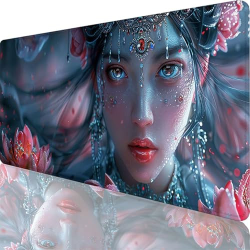 Tapis de Souris Gamer 1000x500x3 mm, Grand Tapis de Souris Gris, Dessin Animé Mouse Pad Imperméable et Antidérapant, Multifonction Grand Sous Main Bureau pour Clavier et Souris, Gamer Decoration 34-6i