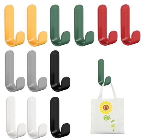 EUYKQNOI 12 Stück Haken Selbstklebend klebehaken outdoor wetterfest,haken für akustikpaneele ohne bohren,Klebehaken,Wasserdicht Rostfrei Starker, Handtuchhaken Ohne Bohren für Küche Bad Wand Aufhänger