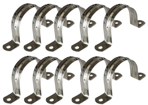 10pcs U Shape Pipe Clamps M60-M170 Two Hole Strap Conduit U-Tube Hose Clip Water Pipe Plumbing Saddle Clamps(M90)