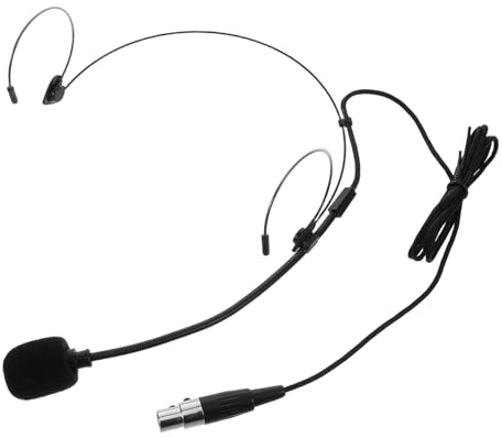Kabelgebundenes Headset Mikrofon Schwarz mit Professionellem Anschluss | Hohe Empfindlichkeit, Bequeme Kopfform, Kunststoff und Metallelemente, für Aufnahmen und Längere Besprechungen