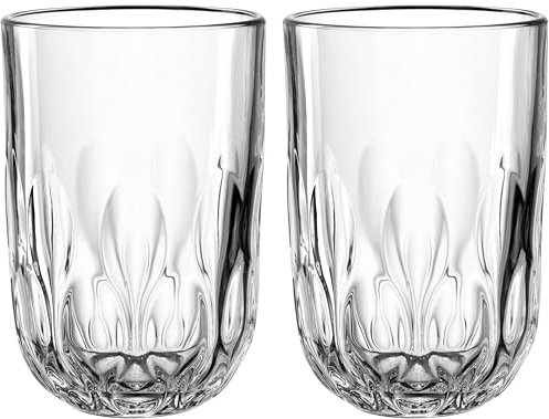 LEONARDO HOME GOCCE 055189 - Vaso para latte macchiato, 2 unidades, 390 ml, apto para lavavajillas, estructura de gota, café helado, transparente, diseño transparente, taza de café