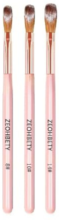 ZEOHBETY Set de brosse à ongles en acrylique, brosse d'art à ongles pour la sculpture 3D et la conception de détails, outil de manucure d'extension d'ongles, taille 8/10/14,Rose