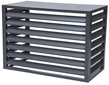 CVERTHAF Valla de Aire Acondicionado Exterior con mosquitera, Cubierta de privacidad, Soporte para Flores y contraventanas de Lamas, Color Negro