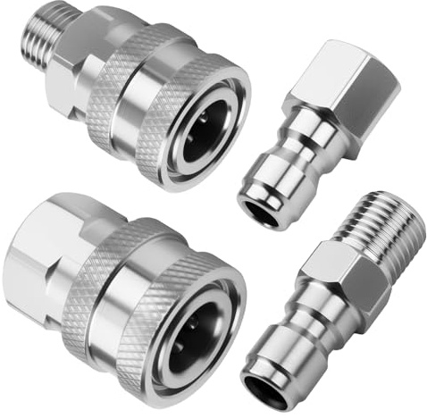 Lot de 4 raccords de nettoyeur haute pression 1/4 raccord rapide NPT 1/4 pour nettoyeur haute pression avec filetage intérieur