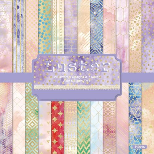 24 Sheets of Colorful Scrapbook Paper, 6 x 6 Craft Paper, Perfect for DIY Cards, Journals, Gift Wrapping, and Clipart Crafting. (B)