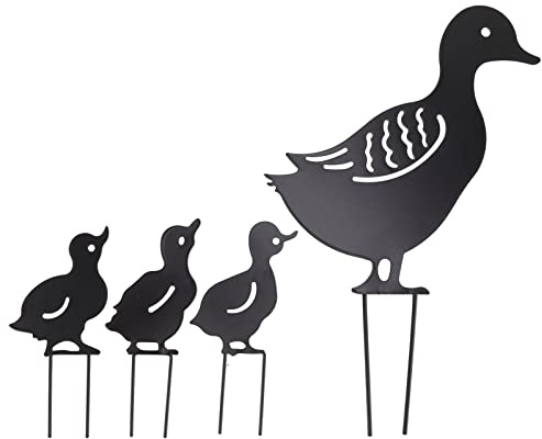WAHEWUD Anatra Decorativa in Metallo, Palo Decorativo da Giardino Esterno Design Simpatico Animale Cavo, Decorazione in Ferro Nero per Anatra per Cortile, Prato, Giardino, Patio,