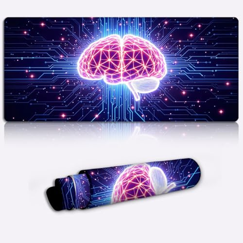 digital brain illuminated Gaming Mouse Pad Non-Slip Rubber Base Pad Office Home Novelty Printed Desk Accessory Laptop Desktop Printed Art Ergonomic 600 * 350 * 4mm