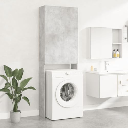Refined | Lavatrice appendere armadio | 2 porte 3 piani ristrutturazione armadio | Bagno ripostiglio | Lavatrice cassetti |25,5P x 64l x 190H cm|Peso25.5 KG |Grigio cemento|