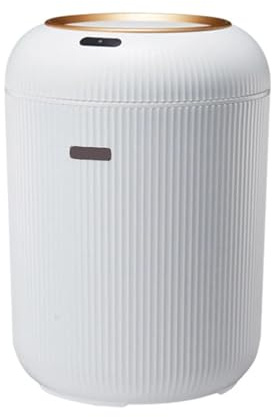 AMRTTWY Sans contact, Poubelle Intelligente 10L, À Capteur Automatique Sans Contact Avec Couvercle, Électrique Pour Cuisine, Chambre Coucher, Salon(White-(high-feet))