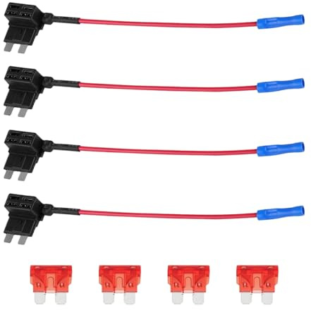 Mini Fuse Holder Kit: 4 piggyback fuse tap adapters for 12V systems. This 10A circuit splitter is ideal for adding accessories in cars, trucks & RVs.