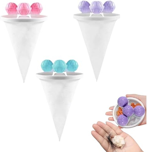 3Pcs Laundry Fluff Removal Filter Bag, Pet Hair Remover Washing Machine Reusable Laundry Furs Catcher, Floating Hair Filtering Mesh Removal, Washing Machine Cleaning Mesh Net Pouch Lint Traps