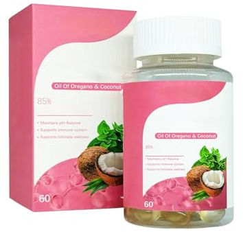Oil Of Oregano & Coconut Extrakt|Stödjer pH-balans och matsmältning| energistöd|Lämplig för män och kvinnor (60 st),1pcs