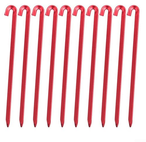 Estacas resistentes de aleación de aluminio para tienda de campaña con forma cuadrada para una fijación segura de tienda de campaña en entornos de senderismo y playa (rojo)