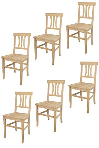 t m c s Tommychairs - 6er Set Stühle Artemisia für Küche und Esszimmer, robuste Struktur aus poliertem Buchenholz, unbehandelt und 100% natürlich, Sitzfläche aus poliertem Holz