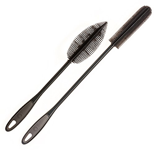 Kochblume Flaschenbürste 36cm & Flaschenbürste Slim 2er Set | Premium-Silikon & BPA frei| Hitzbeständig | Spülmaschinenfest | Von schmalen Öffnungen bis zu Thermoskannen & Karaffen | Farbe: anthrazit