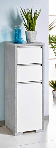 Schildmeyer Bello Midischrank 140909, steingrau/weiß glanz, 34,5 / 33 / 97 cm,