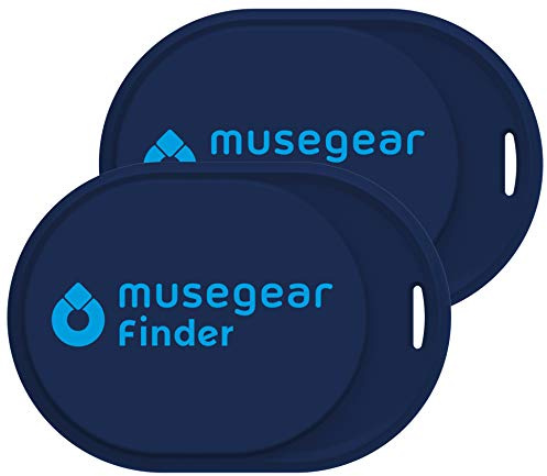 Musegear Schlüsselfinder mini mit Bluetooth App I Keyfinder laut für Handy in dunkelblau 2er Pack I Für iOS & Android I Schlüssel Finden