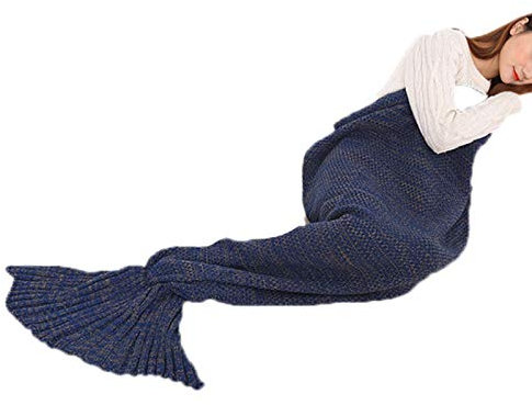 keepmore Meerjungfrau Decke Hand Häkeln Gestrickte Decke Sofa Decke Frauen Mädchen Weiche Warme Meerjungfrau Schwanz Decke Schlafsack