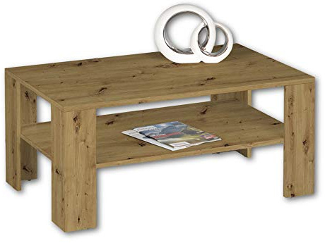JOKER Couchtisch Artisan Eiche Optik mit Ablage - 100 x 44 x 60 cm (B/H/T) | Sofatisch auf 2 Ebenen, Stauraum für Zeitschriften, Bücher, Deko, geeignet für das Wohnzimmer, Beistelltisch
