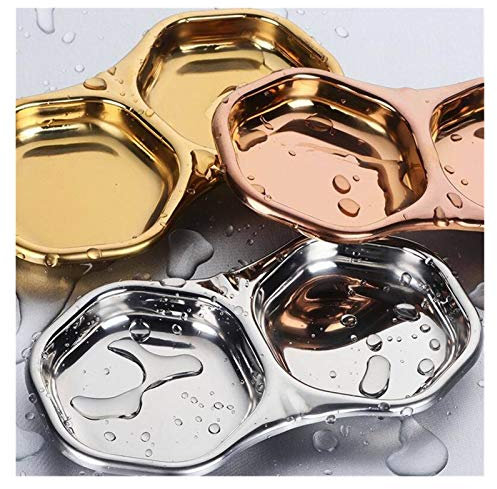 QSCTYG Servierplatten Goldene Edelstahl-Küchengitter-Gewürz-Kleiner Teller von Soja-Sauce-Tabletts Geschirrsalz-Sauce-Snack-Platte 18 (Color : 3pcs A (Each color1))