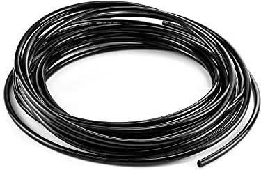 QWORK® PU pneumatisk slang pneumatisk polyuretanslang flexibel tryckluftsslang för pneumatiska verktyg, utomhus 6 mm x inom 4 mm, 10 meter, svart