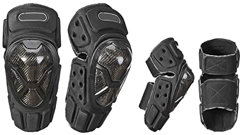 HGTRH Knieschoner Fahrrad, Motorrad Knieschützer Knieprotektoren MTB Herren Motocross Ellenbogen Protektoren Kratzfest Und Verschleißfest Aktualisierte Version Knie Pads, 4 Pcs