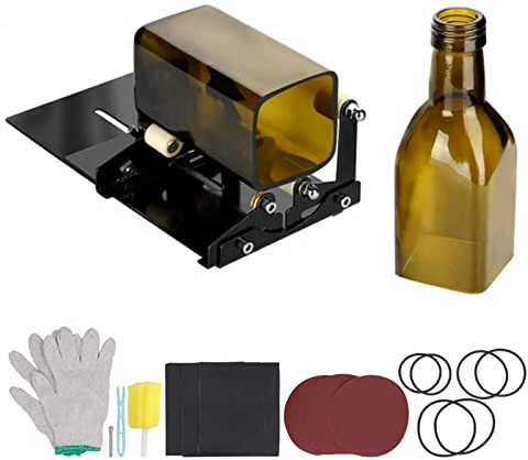 Upgraded Glass Bottle Cutter Bottle Cutting Machine for Bottles of Wine Beer Whisky Champagne Water Soda Black(19PC)