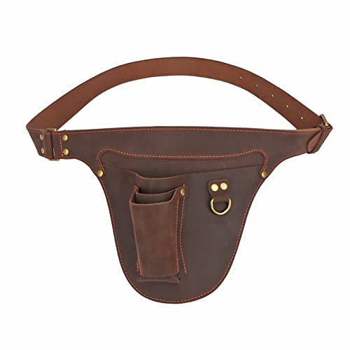 TOURBON Leather Tool Belt Gardener Florist Farmer Tools Holster Waist Pouch Electrician Carpenter Plumbing Organizer Bag with 3 Pockets