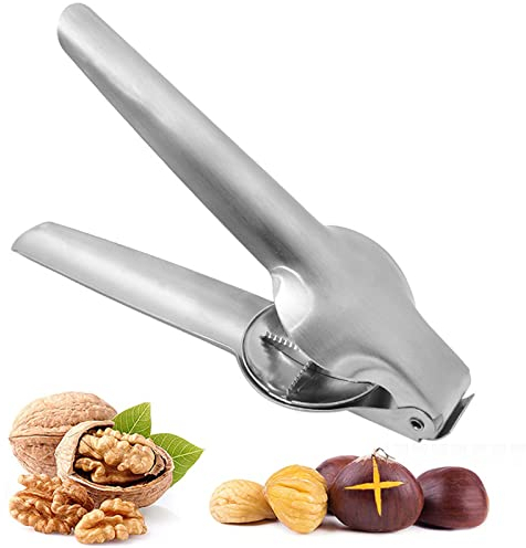 Hpamba Kastanienclip Kastanienöffner Kastanienschneider Kastanienclip aus Edelstahl Tragbarer Kastanienschneider Küche Kastanienöffner für Kastanien, Walnüsse und Nüsse 1 Stück (Silber)