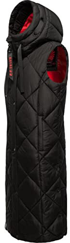 Navahoo warme Damen Winter Steppweste lang mit Kapuze Schnuckel Black Gr. XXL