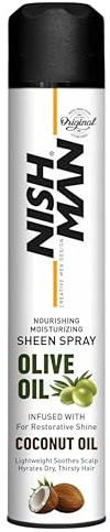 NISHMAN Sheen Spray Glans Hårspray - Olivolja & Kokosolja 400ml - När, Reparera & Skyddar Håret - Glansig Finish, Återfuktning & Vård för Alla Hårtyper