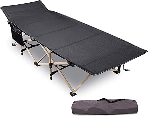 REDCAMP Feldbett Klappbar, Extra Breit 71cm Campingbett 226kg Tragkraft, Stabil Faltbar Gästebett für Zelten Wandern Reisen Strand Garten, Schwarz