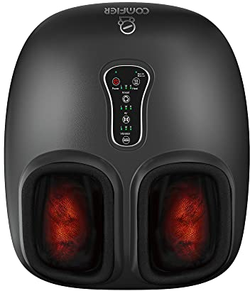 Comfier Fußmassagegerät mit Wärme Vibration und Luftkompression, Shiatsu Fussmassagegerät Elektrisch Fussmassage für Plantarfasziitis und Schmerzlinderung, bis Schuhgröße 47,Geschenke