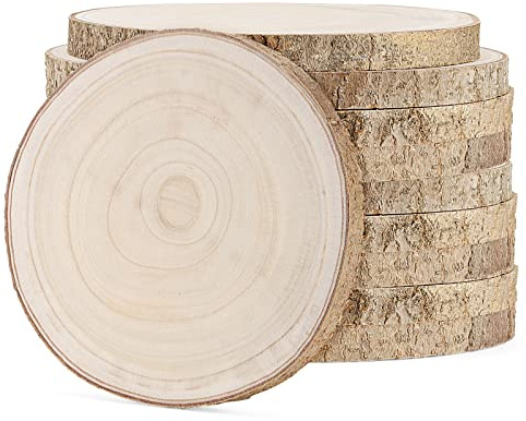 LEXININ 10-pack 18-20 cm naturliga runda träskivor, oavslutade rustika träskivor, stora träcirklar för bröllop, bordsuppsatser, hantverk, dekor