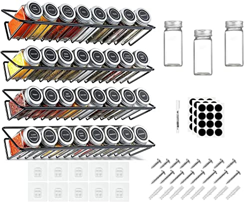 CarreGas® Spice Rack for Inside Cupboard a Pack, Space-Saving Spice Organiser for Spice Jars And Seasonings, Adhesive Hanging Spice Racks Organizers For Inside Cupboard, Kitchen Door Storage Shelf