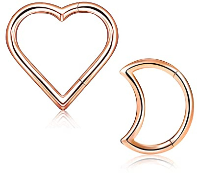 Longbeauty G23 Titan 16G Klicker Herzform Piercing Ring Segmentring Ohrpiercing Daith Helix Tragus Knorpel Ohrringe