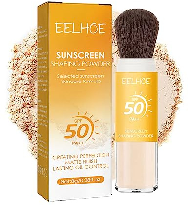 Poudre De Réglage Translucide Avec écran Solaire, Contrôle De L'huile, Fini Mat Naturel, Durable, Léger Et Respirant, Poudre De Réglage Minérale Avec écran Solaire, Poudre De Pinceau Minérale (2PCS)