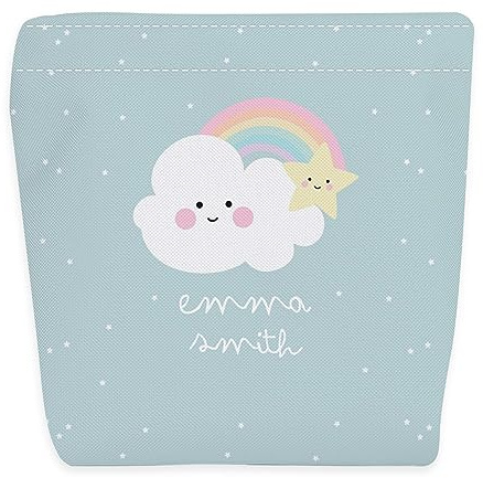 Wanapix | Porta Merenda per Bambini con Nome | Porta Sandwich Personalizzato | Porta Panino o Snack | Senza BPA | Chiusura a Strappo | Antimacchia e impermeabile | 18 cm | Nuvola