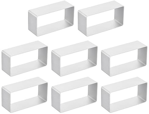 sourcing map 8pcs Metal Cookie Cutters Set, Aluminum Alloy Rectangle Cookie Cutter Suitable for Homemade Cookie Cake Fondant Sandwich, Silver