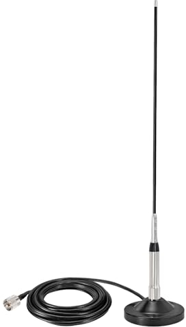 Bingfu Antenna Radio VHF UHF Fibra di Vetro Alto Guadagno 136-174MHz 400-460MHz Bibanda Base Magnetica Anti Ruggine Cavo 5m per Veicolare Auto Camion Radio a Due Vie Radio Ham Mobile Walkie Talkie