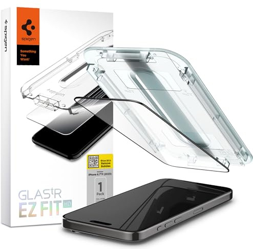 Spigen GLAS.tR EZ FIT Full Cover HD progettata per iPhone 15 Pro Max Premium pellicola protettiva in vetro temperato