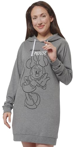 Disney Mimmi Pigg Sweatklänning för kvinnor – oversize huvtröja huvtröja lång sweatshirt långärmad grå, GRÅ, S