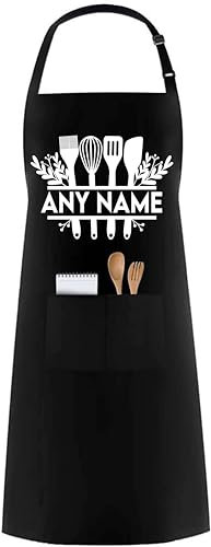 PB TECH Personalised Unisex Kitchen Apron, Customized With any Name or Text, BBQ Grill Apron with Pockets, Best Design and Gift For Anyone & Family Members.