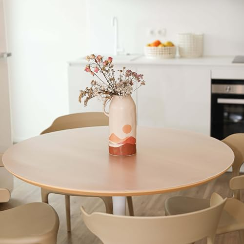 Film de table rond en verre brillant dépoli avec bord biseauté | Nappe de protection de table mate Profolio 2 mm | Fabriqué en Allemagne | Diamètre 80 cm