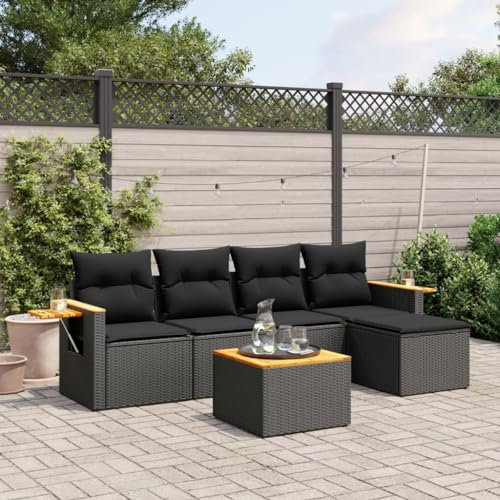 Festnight Balkon Lounge Rattan mit Stauraum Gartenlounge Klein Sofa Balkon Ecklounge Rattansofa Sitzecke Balkon Klein Gartensofa Ecksofa Garten Lounge Sofa Outdoor Balkonmöbel Couch Gartenmöbel