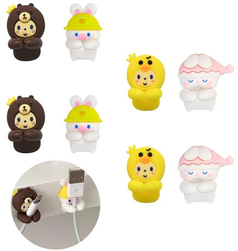 8 Pack Wacky Cable Holder Clips, Cute Cartoon Shapes for Wall, Car and Desk, Self-Adhesive Wire Tidy and Cord Organizer, Sticky Cable Holders for Charging Cables, Power Cords and More
